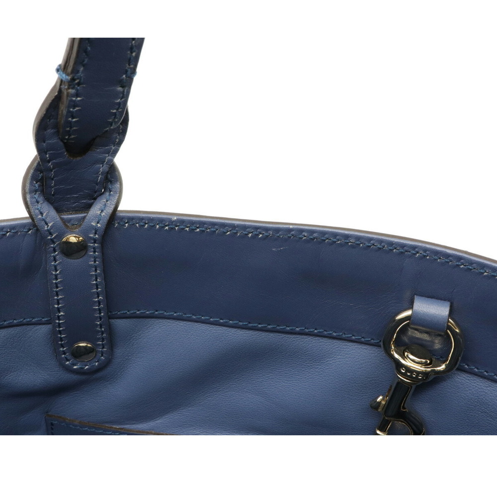 Gucci Tote Shoulder Bag Python Leather Blue - image 7